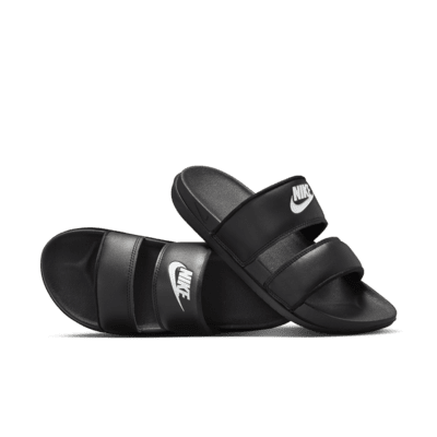 Nike double strap slides white best sale